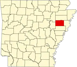 State map highlighting Cross County