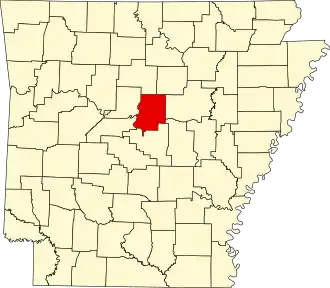 State map highlighting Faulkner County