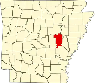 Map of Arkansas highlighting Prairie County
