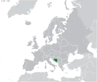 Map showing Bosnia and Herzegovina in Europe