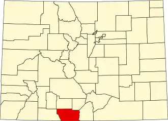 Map of Colorado highlighting Conejos County