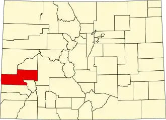 Map of Colorado highlighting Montrose County