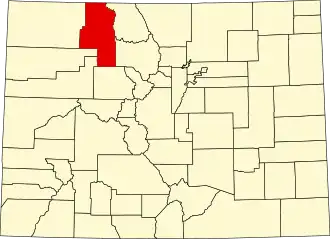 Map of Colorado highlighting Routt County