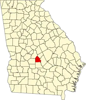 Map of Georgia highlighting Pulaski County