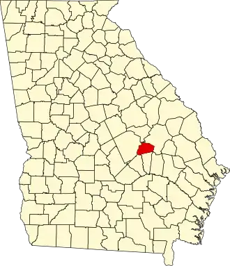 Map of Georgia highlighting Treutlen County