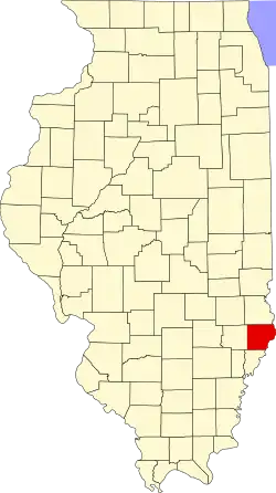 Map of Illinois highlighting Lawrence County