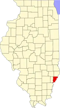 Map of Illinois highlighting Wabash County