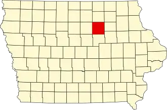 Map of Iowa highlighting Butler County