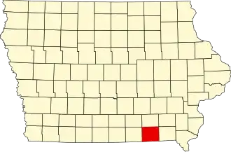 Map of Iowa highlighting Davis County