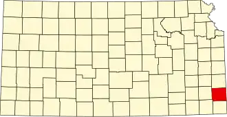 Map of Kansas highlighting Crawford County