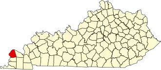 Map of Kentucky highlighting Ballard County