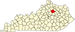 State map highlighting Bourbon County