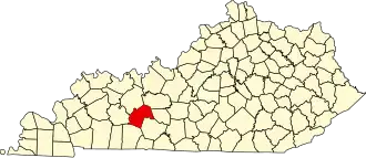 Map of Kentucky highlighting Butler County