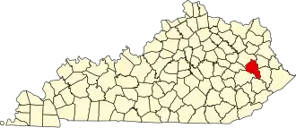 State map highlighting Magoffin County