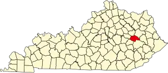 State map highlighting Wolfe County