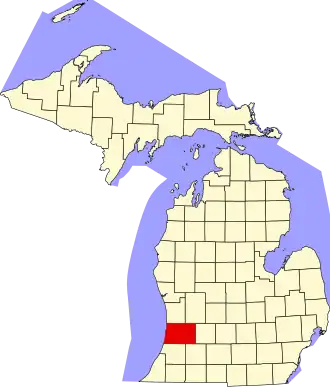 State map highlighting Allegan County