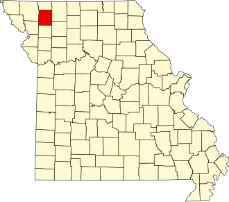 Map of Missouri highlighting Gentry County