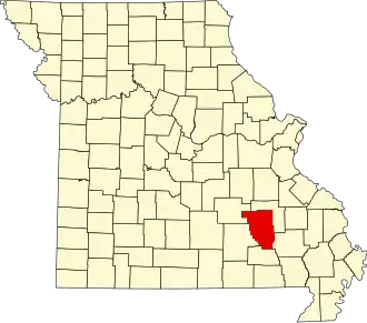 A state map highlighting Reynolds County in the southeastern part of the state.