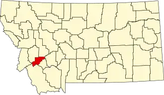 Map of Montana highlighting Deer Lodge County