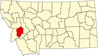 Map of Montana highlighting Granite County