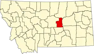 Map of Montana highlighting Petroleum County