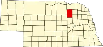 Map of Nebraska highlighting Antelope County