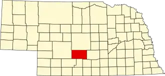 Map of Nebraska highlighting Dawson County