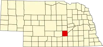 Map of Nebraska highlighting Hall County