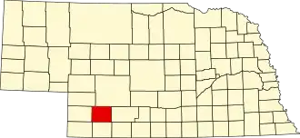 Map of Nebraska highlighting Hayes County