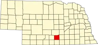 Map of Nebraska highlighting Kearney County