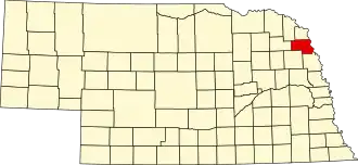Map of Nebraska highlighting Thurston County