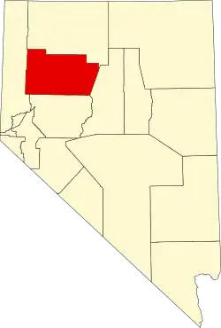 Map of Nevada highlighting Pershing County