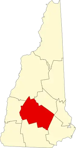 Map of New Hampshire highlighting Merrimack County