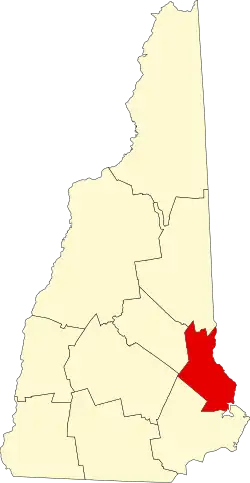 Map of New Hampshire highlighting Strafford County