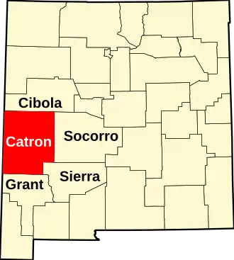 State map highlighting Catron County