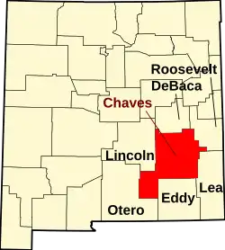 State map highlighting Chaves County