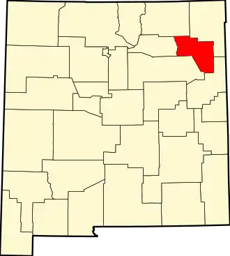 State map highlighting Harding County