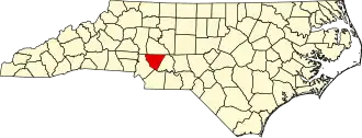 Map of North Carolina highlighting Cabarrus County