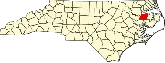 Map of North Carolina highlighting Washington County