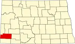 Map of North Dakota highlighting Slope&nbsp;County