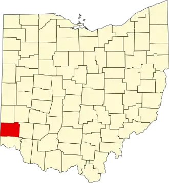 Map of Ohio highlighting Butler County