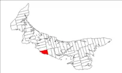 Map of Prince Edward Island highlighting Lot 28