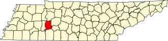Map of Tennessee highlighting Perry County