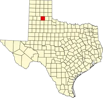 Map of Texas highlighting Briscoe County