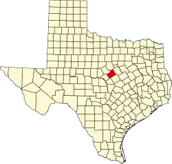 Map of Texas highlighting Hamilton County