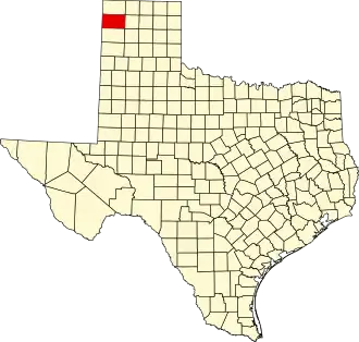 Map of Texas highlighting Hartley County