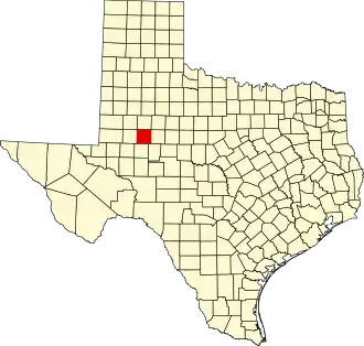 Map of Texas highlighting Howard County