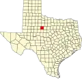 Map of Texas highlighting Jones County