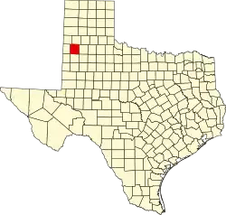 Map of Texas highlighting Lamb County