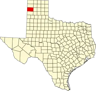 Map of Texas highlighting Oldham County